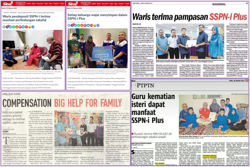 Keratan Akhbar Penerima Manfaat Takaful SSPN Plus